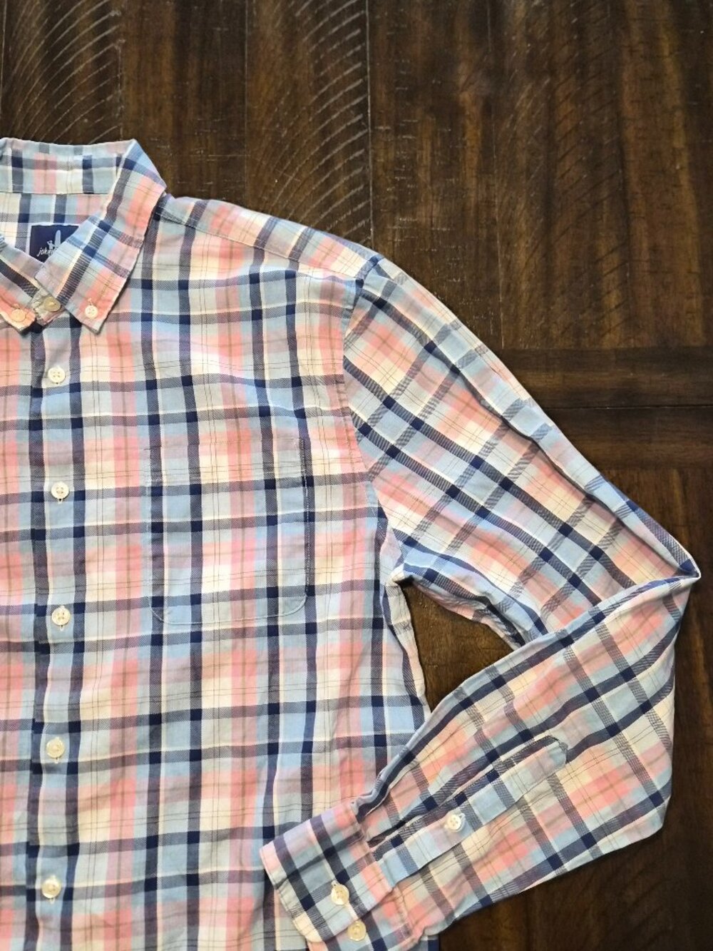 Johnnie O Button Down Shirt Mens Size Medium Blue Plaid Long Sleeve Casual G911